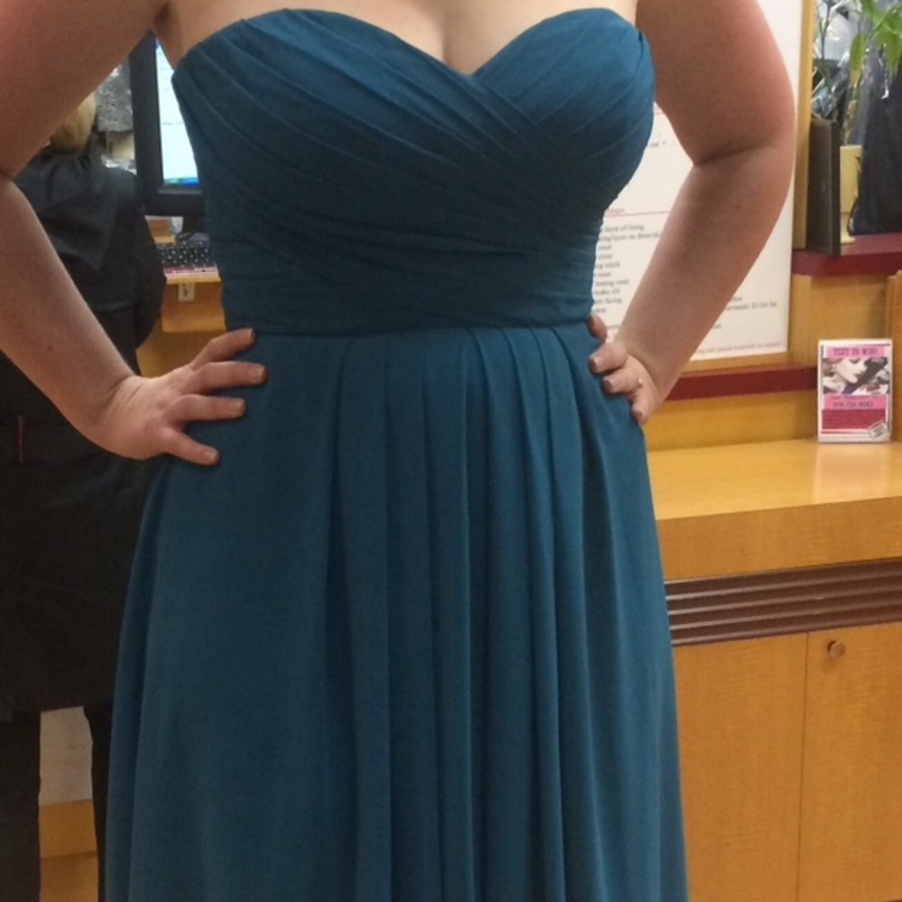 Long Prom Bridesmaid Dress Teal Strapless 12